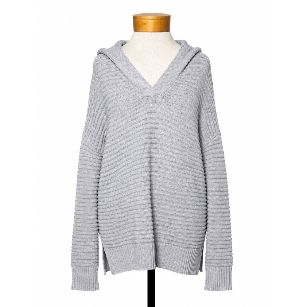 Gap Designed & Crafted Oversized Hooded Tunic Sweater Med M Gray Cotton Ribbed